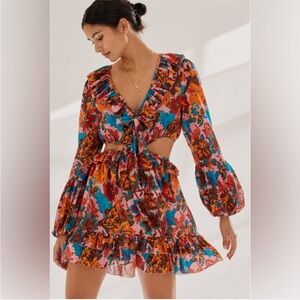 Love the Label Nadia Front-tie Ruffle Mini Dress